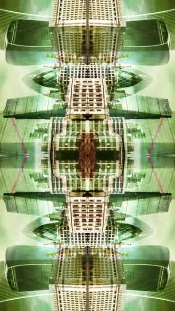 令人惊奇的伦敦城市天际线的时间以垂直的形式成为抽象的镜像图案 — 图库视频影像
