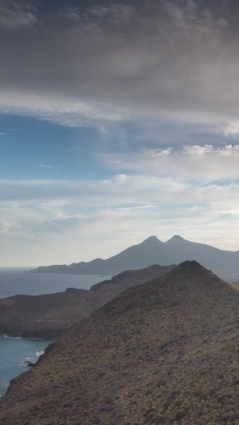 Wild Coastline Cabo Gata Spain Vertical — Stock Video