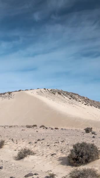 Ripida Duna Sabbia Sulla Spiaggia Sotavento Jadia Fuerteventura Con Mare — Video Stock
