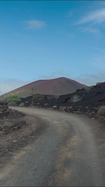 Timelapse Clouds Desert Timanfaya National Park Lanzarote Vertical — Stock Video