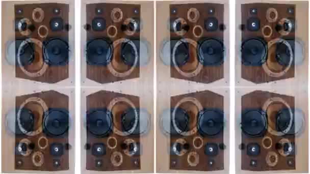 一系列的音频音乐扬声器和小号扬声器 — 图库视频影像