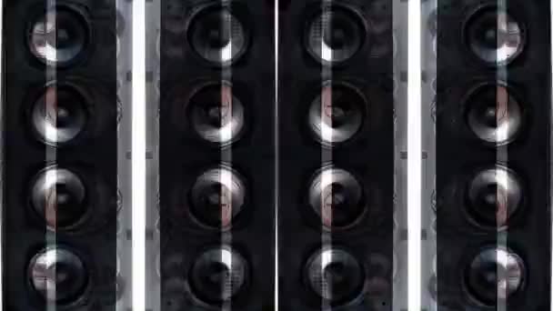 一系列的音频音乐扬声器和小号扬声器 — 图库视频影像