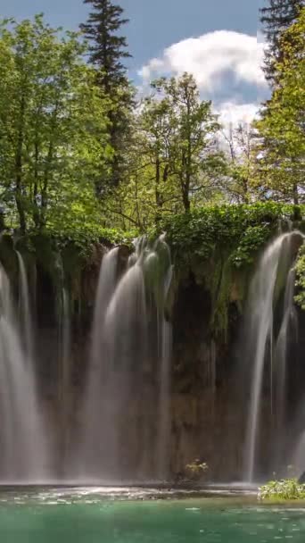 Plitvice Gölleri Ulusal Parkı Nın Doğal Harikası Hırvatlar Dikey — Stok video
