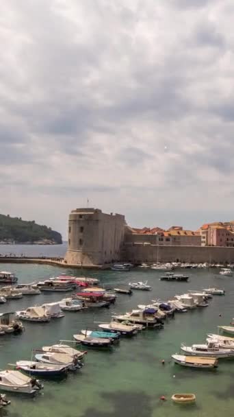 Timelapse Den Fantastiska Muromgärdade Staden Dubrovnik Adriatiska Kusten Kroatien Vertikal — Stockvideo