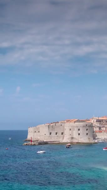 Timelapse Úžasného Opevněného Města Dubrovník Adriatickém Pobřeží Chorvatsko Svislé — Stock video