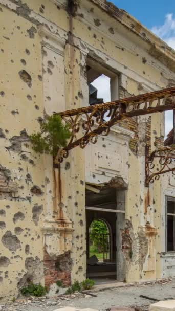 Timelapse Edificio Medio Destruido Bombardeado Cerca Dubrovnik Que Fue Atacado — Vídeo de stock