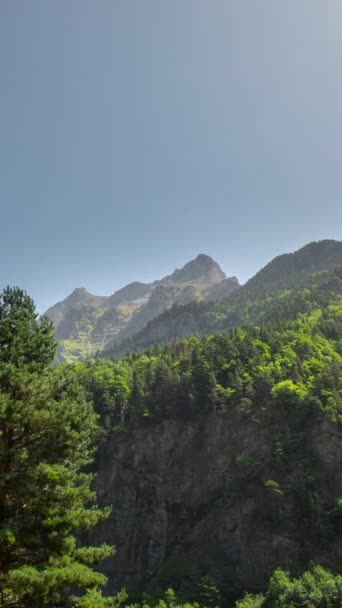 Zeitraffer Der Landschaftsszene Naturpark Monte Pedido Aragon Spanien Vertikaler — Stockvideo