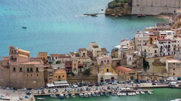 Castellammare Del Golfo Liman Kasabası Sicilya Talya Kıyıları — Stok video