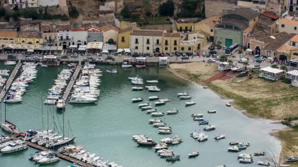 Timelapse Widok Miasto Portowe Castellammare Del Golfo Wybrzeża Sycylii Włochy — Wideo stockowe