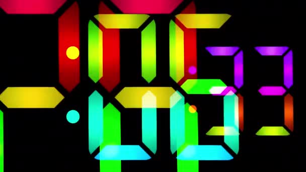Coloratissimo Orologio Numeri Digitali Arcobaleno — Video Stock