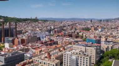 Barselona ufuk çizgisinin yüksek görüş açısına göre zaman ayarlı görüntüsü 