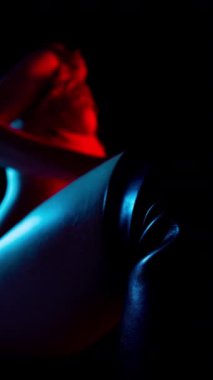 İnanılmaz havalı bayan disko dansçısı koyu gölge dikey formatında.