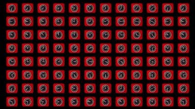 Bir ızgara stop hareketinde kırmızı analog saatler