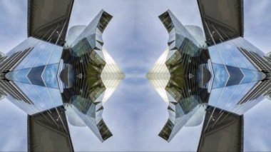 Barselona aynalı cam gökdelen soyut ayna desenli