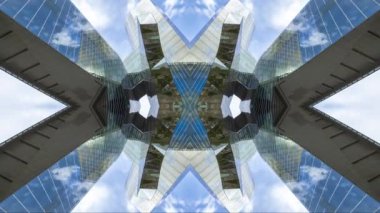 Barselona aynalı cam gökdelen soyut ayna desenli