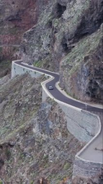 Tenerife 'nin vahşi kıyı şeridinin, kanarya adalarının, İspanya' nın dikey görüntüsü.