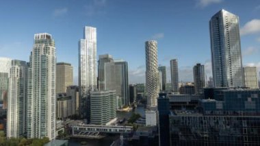 Kanarya iskelesinin ufuk çizgisi zaman çizelgesi, Londra rıhtımı, Londra İngiltere