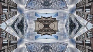 Londra şehrinin inanılmaz bir zaman çizelgesi. Kilometrelerce karelik gökdelen gökdeleni soyut aynalı desen haline getirilmiş.