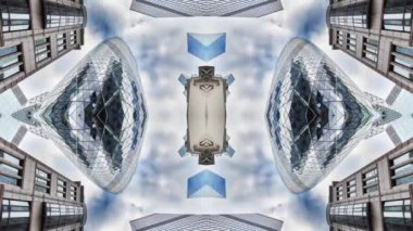 Londra şehrinin inanılmaz bir zaman çizelgesi. Kilometrelerce karelik gökdelen gökdeleni soyut aynalı desen haline getirilmiş.