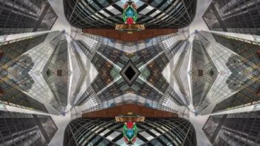 Londra şehrinin inanılmaz bir zaman çizelgesi. Kilometrelerce karelik gökdelen gökdeleni soyut aynalı desen haline getirilmiş.