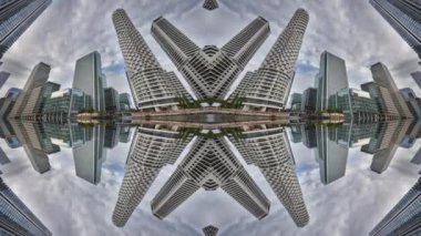 Londra Rıhtım Bölgesi 'nin muhteşem zaman çizelgesi soyut ayna desenli siluetine dönüştü.