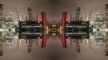 Londra Rıhtım Bölgesi 'nin muhteşem zaman çizelgesi soyut ayna desenli siluetine dönüştü.