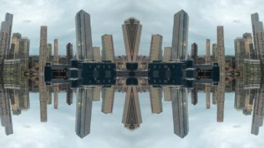 Londra Rıhtım Bölgesi 'nin muhteşem zaman çizelgesi soyut ayna desenli siluetine dönüştü.