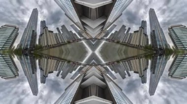 Londra Rıhtım Bölgesi 'nin muhteşem zaman çizelgesi soyut ayna desenli siluetine dönüştü.