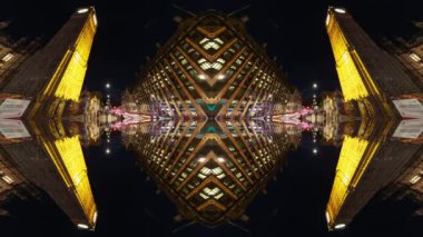 Büyük Ben ve parlamento evleri gece soyut ayna desenli.