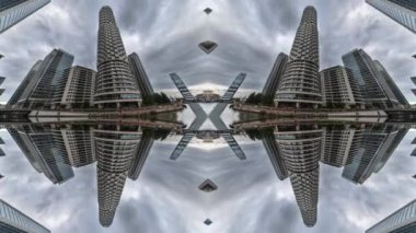 Londra Rıhtım Bölgesi 'nin muhteşem zaman çizelgesi soyut ayna desenli siluetine dönüştü.