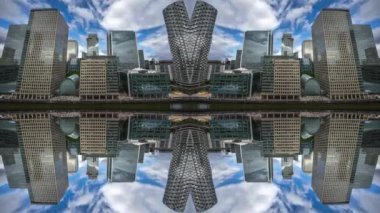 Londra Rıhtım Bölgesi 'nin muhteşem zaman çizelgesi soyut ayna desenli siluetine dönüştü.