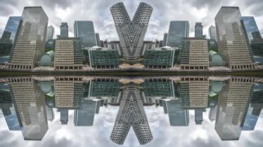 Londra Rıhtım Bölgesi 'nin muhteşem zaman çizelgesi soyut ayna desenli siluetine dönüştü.