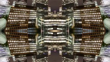 Londra Rıhtım Bölgesi 'nin muhteşem zaman çizelgesi soyut ayna desenli siluetine dönüştü.