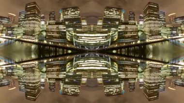 Londra Rıhtım Bölgesi 'nin muhteşem zaman çizelgesi soyut ayna desenli siluetine dönüştü.