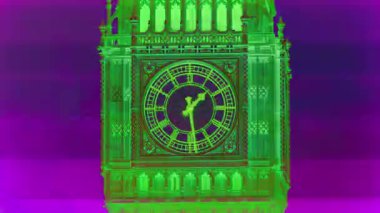 Londra, İngiltere 'deki ikonik Büyük Ben' in saat yüzlü zaman çizelgesi farklı analog saatlerle değiştirildi.