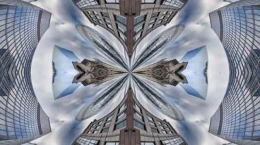 Londralı gökdelen gökdeleninin küçük gezegen zaman çizelgesi soyut aynalı desen haline getirilmiş.