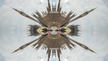Parlamento evlerinin, Thames Nehri 'nin ve Londra' daki Westminster Köprüsü 'nün küçük gezegen zaman çizelgesi soyut ayna desenli.