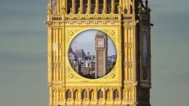 İngiltere, Londra 'daki ikonik Büyük Ben' in zaman çizelgesi. Saat yüzlü Büyük Ben Skyline 'ın videosuyla yer değiştirdi.