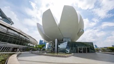 SINGAPORE - 5 Mart 2025: Singapur marina körfezi siluetinin zaman çizelgesi