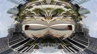 HONG KONG - 13 Mart 2025: Hong Kong 'daki trafiğin zaman çizelgesi soyut küçük gezegen desenine dönüştü