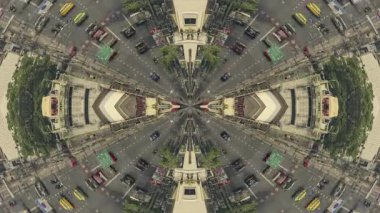 HONG KONG - 13 Mart 2025: Hong Kong 'daki trafiğin zaman çizelgesi soyut küçük gezegen desenine dönüştü