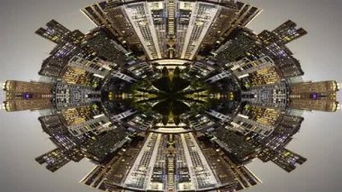 BANGKOK, THAILAND - 29 Mart 2025: Bangkok silueti soyut küçük bir gezegene dönüştü 