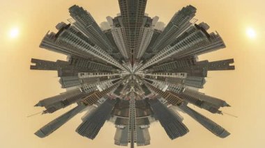 BANGKOK, THAILAND - 29 Mart 2025: Bangkok silueti soyut küçük bir gezegene dönüştü 