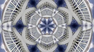  Old factory and industrial complex with passing clouds made into abstract pattern