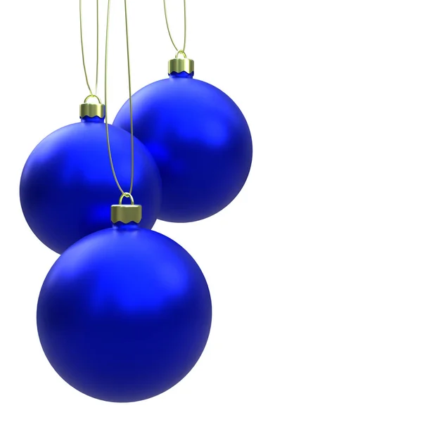 Kerstballen Opknoping Effen Witte Achtergrond — Stockfoto
