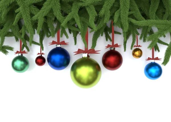 Christmas Bauble Fir Tree Background — Stock Photo, Image