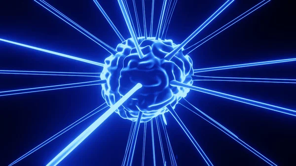 大脑是霓虹灯图像的概念 — 图库照片