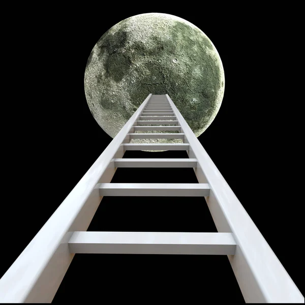 Ladder Reikend Tot Aan Maan — Stockfoto