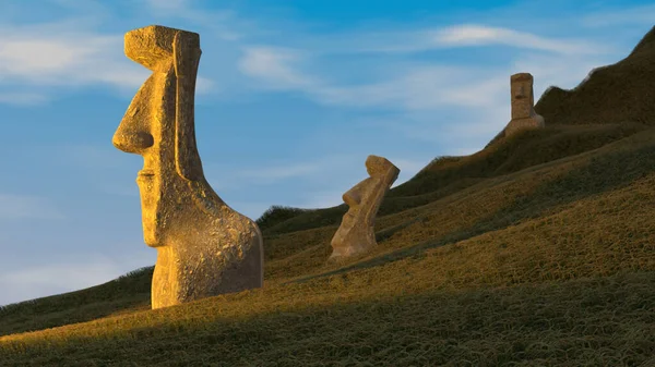 Easter Island Head Sunset — Stock Photo, Image