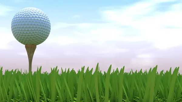 高尔夫球球在球座上的闭合 — 图库照片